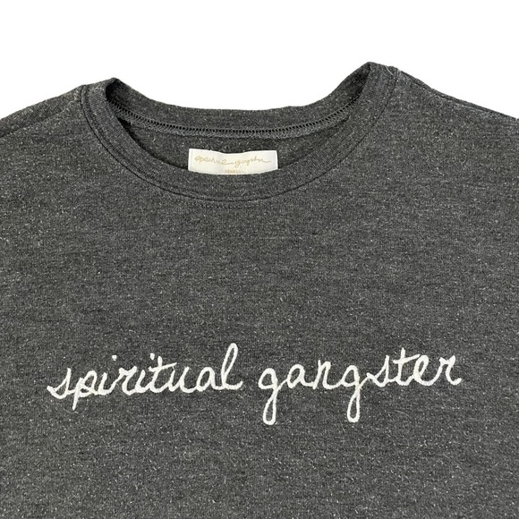 Spiritual Gangster Cursive Embroidered Logo Crewneck Sweatshirt Top, Size XS - Picture 3 of 7